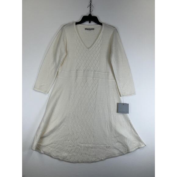 Marc New York Sweater Dress Womens Large White Knit Cable Pullover Acrylic NWT - Picture 1 of 9